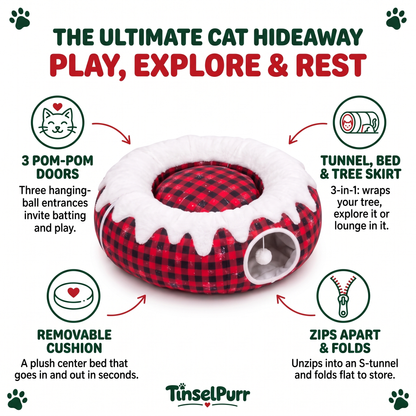 Christmas Tree Cat Tunnel Tinselpurr™