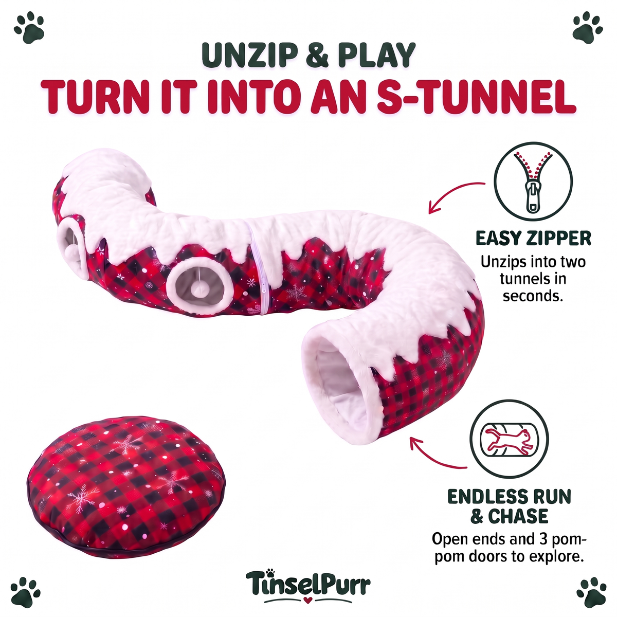 Christmas Tree Cat Tunnel Tinselpurr™