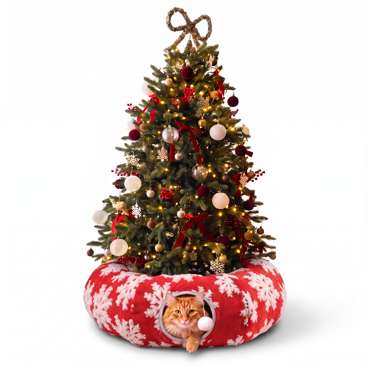 Christmas tree cat tunnel bed
